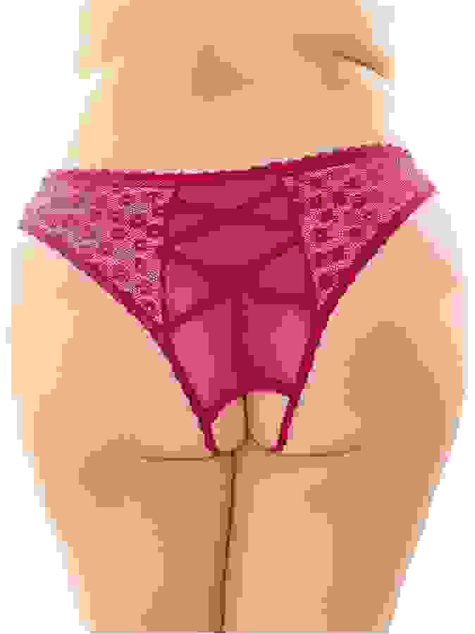 Fantasy Lingerie Bottoms Up Plus Size Pink Daisy Lace Open-cut Knickers, Pink, hi-res